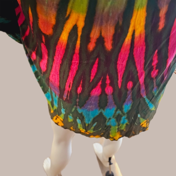 TIE DYE Grn S. Rayon Stretchy L/S Cardigan OS NEW - Picture 7 of 8